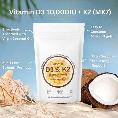 Vitamin D3 + K2 (MK-7) Supplement
